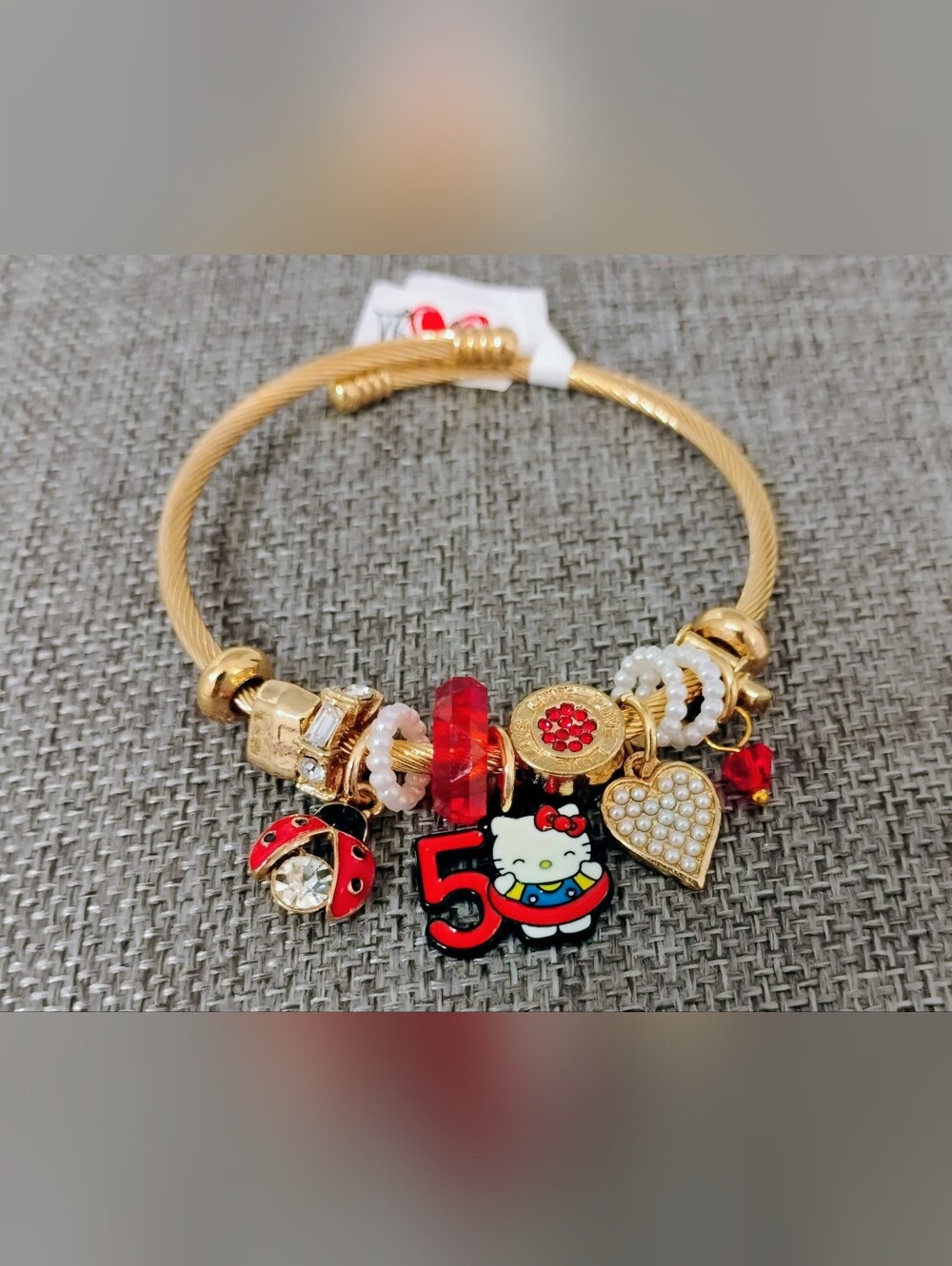 NEW Hello Kitty Charm Bracelet - 50th Birthday Expandable w/ GHW - Picture 3 of 8
